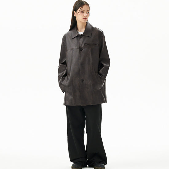 Mahagrid Faux Leather Car Coat