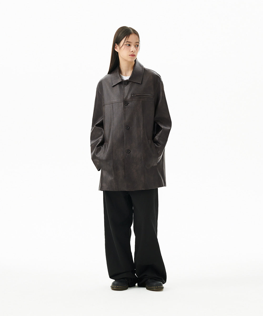 Mahagrid Faux Leather Car Coat