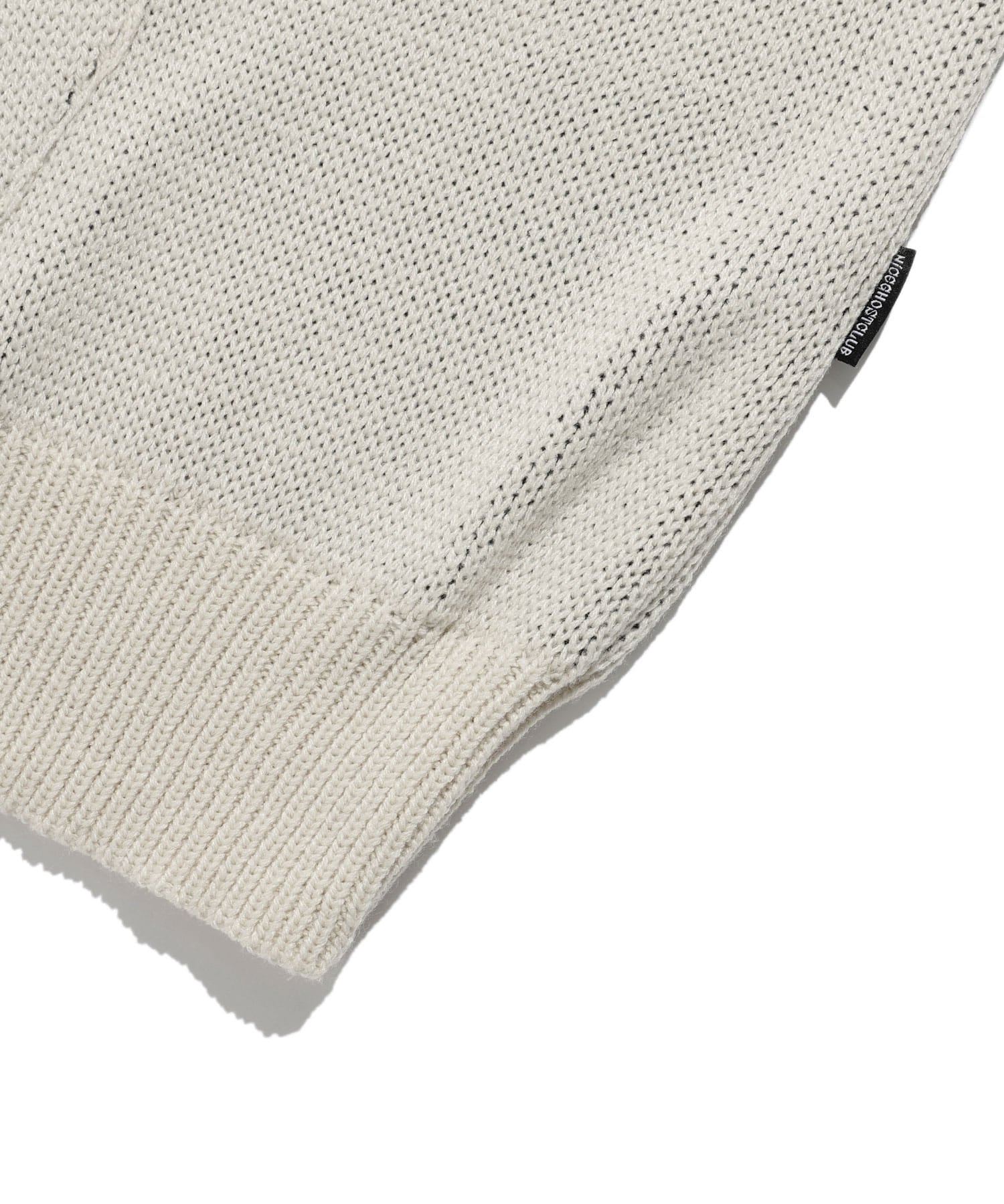 Nice Ghost Club 3 Stars Logo Knit Hoodie [Ivory]