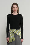 General Idea WOMAN Airy Round Neck Pintuck T-Shirt
