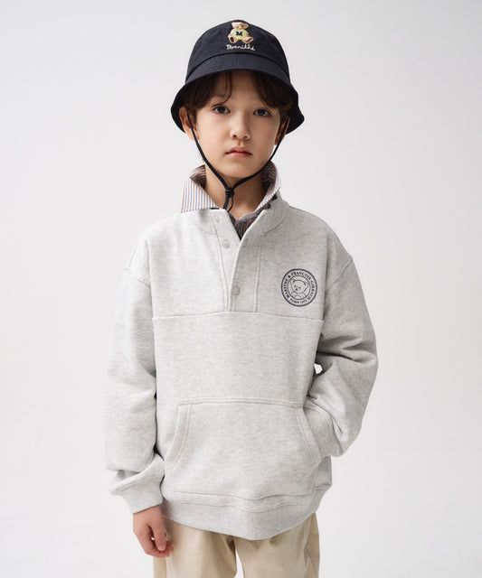Marithé François Girbaud Kids Button Halfneck Sweatshirt Light Heather Gray