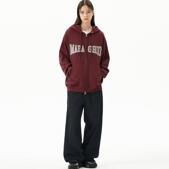 Mahagrid Applique Zip Up Hoodie