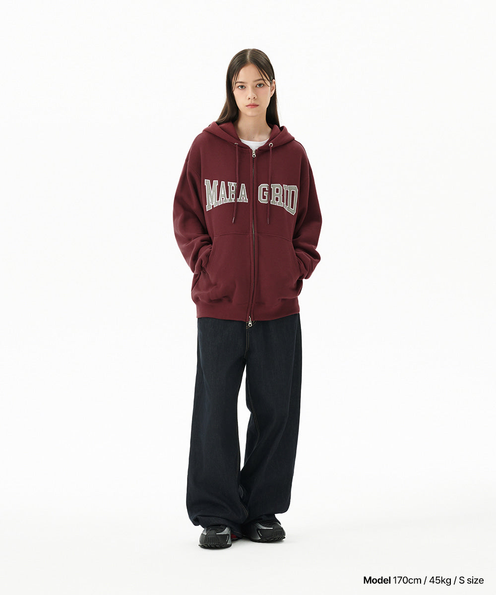 Mahagrid Applique Zip Up Hoodie