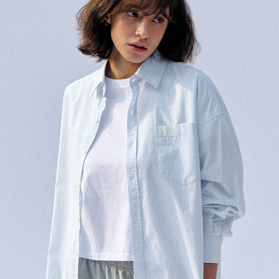 Bitter Cells Melting Paper Overfit Shirt-Sky Blue