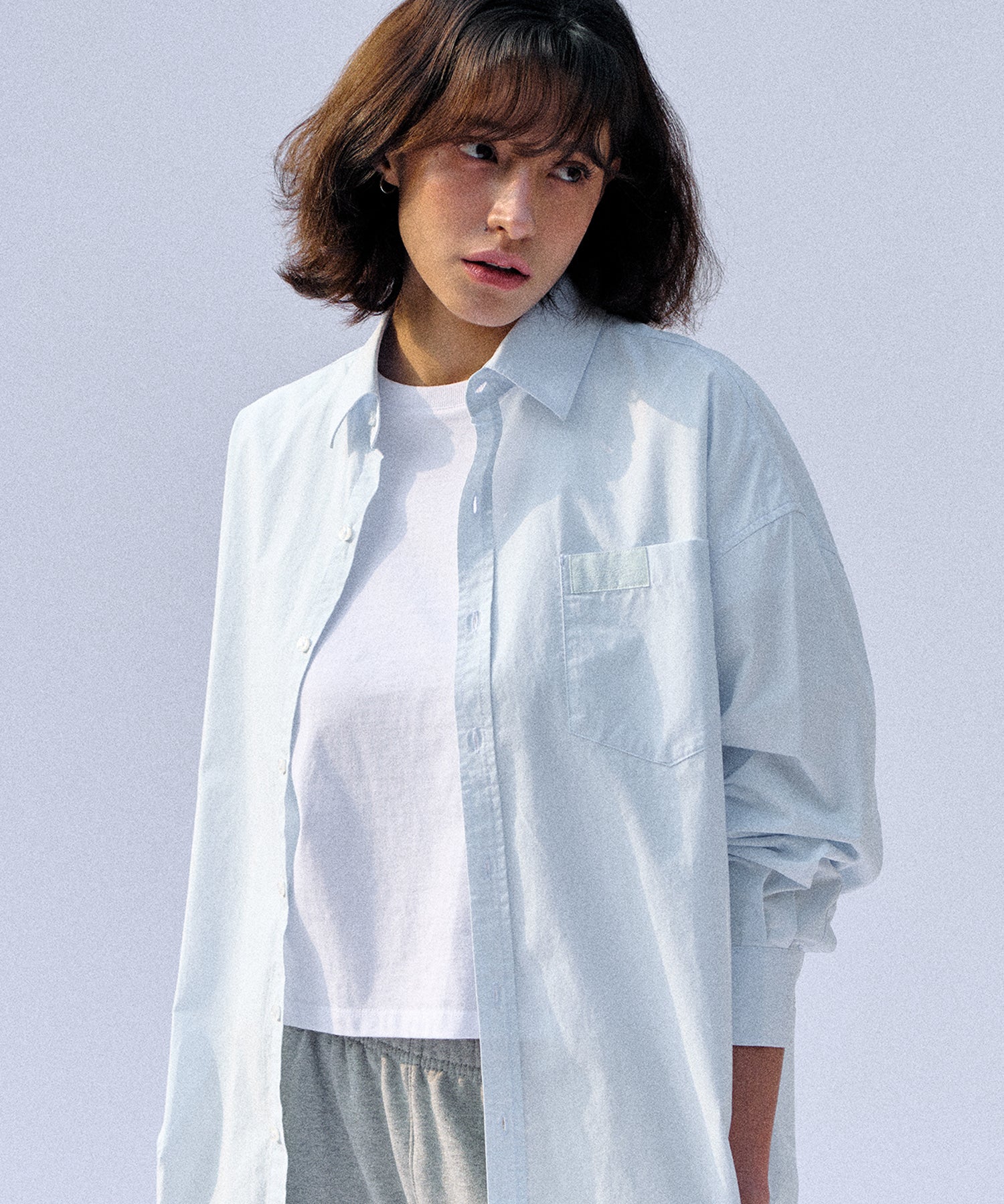 Bitter Cells Melting Paper Overfit Shirt-Sky Blue