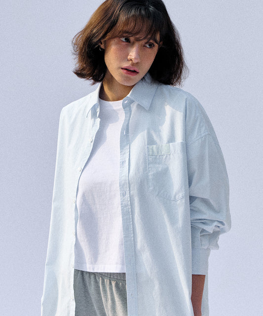 Bitter Cells Melting Paper Overfit Shirt-Sky Blue