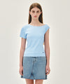 Marithé François Girbaud W SMALL CLASSIC LOGO ONE SHOULDER LAYERED TEE ivory