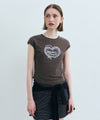 Marithé François Girbaud W Heart Lettering Logo Cap Sleeve Tee White