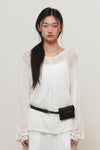 General Idea WOMAN Sheer Neck String Knit Pullover