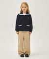 Marithé François Girbaud Kids White Lace Collar Cardigan Navy