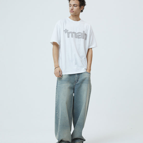 Mahagrid Mahagrid Cut Off Applique Tee in White