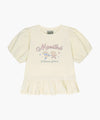Marithé François Girbaud Kids Balloon Sleeve Peplum Tee in Cream