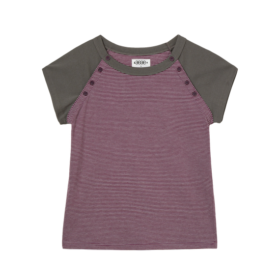 AEAE Stripe Button Raglan Tee