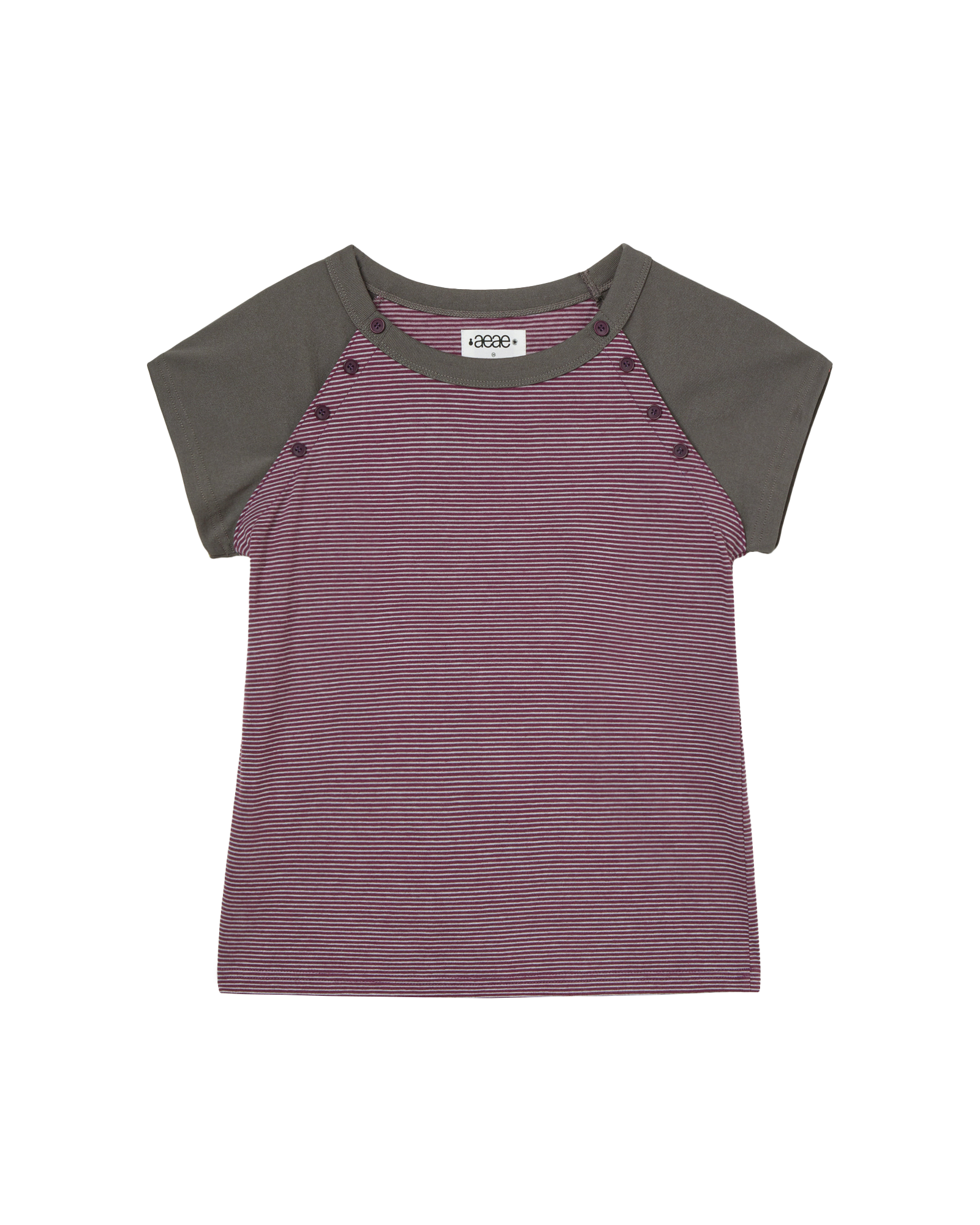 AEAE Stripe Button Raglan Tee