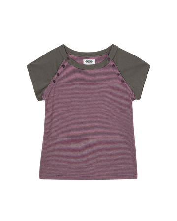 AEAE Stripe Button Raglan Tee