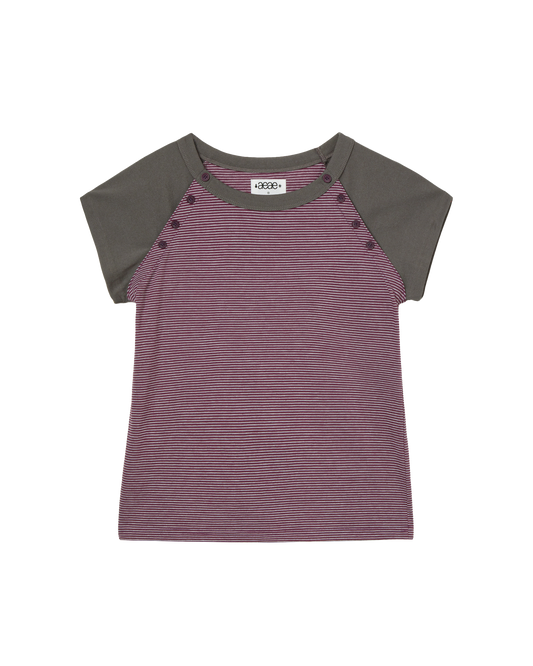 AEAE Stripe Button Raglan Tee