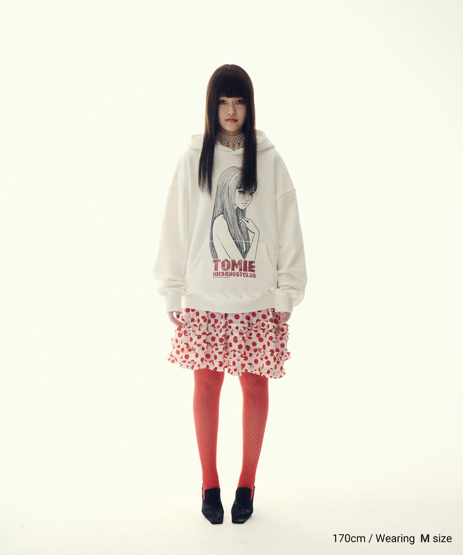 Nice Ghost Club Junji Ito Maniac Tomie Torso Glitter Hoodie [White]