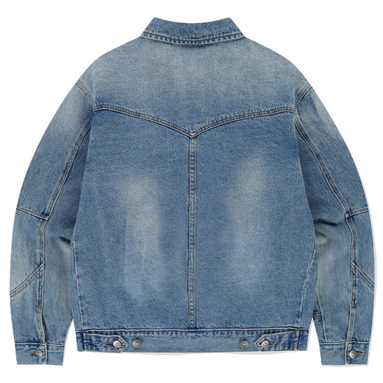 Mahagrid Western Denim Jacket Blue