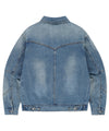 Mahagrid Western Denim Jacket Blue