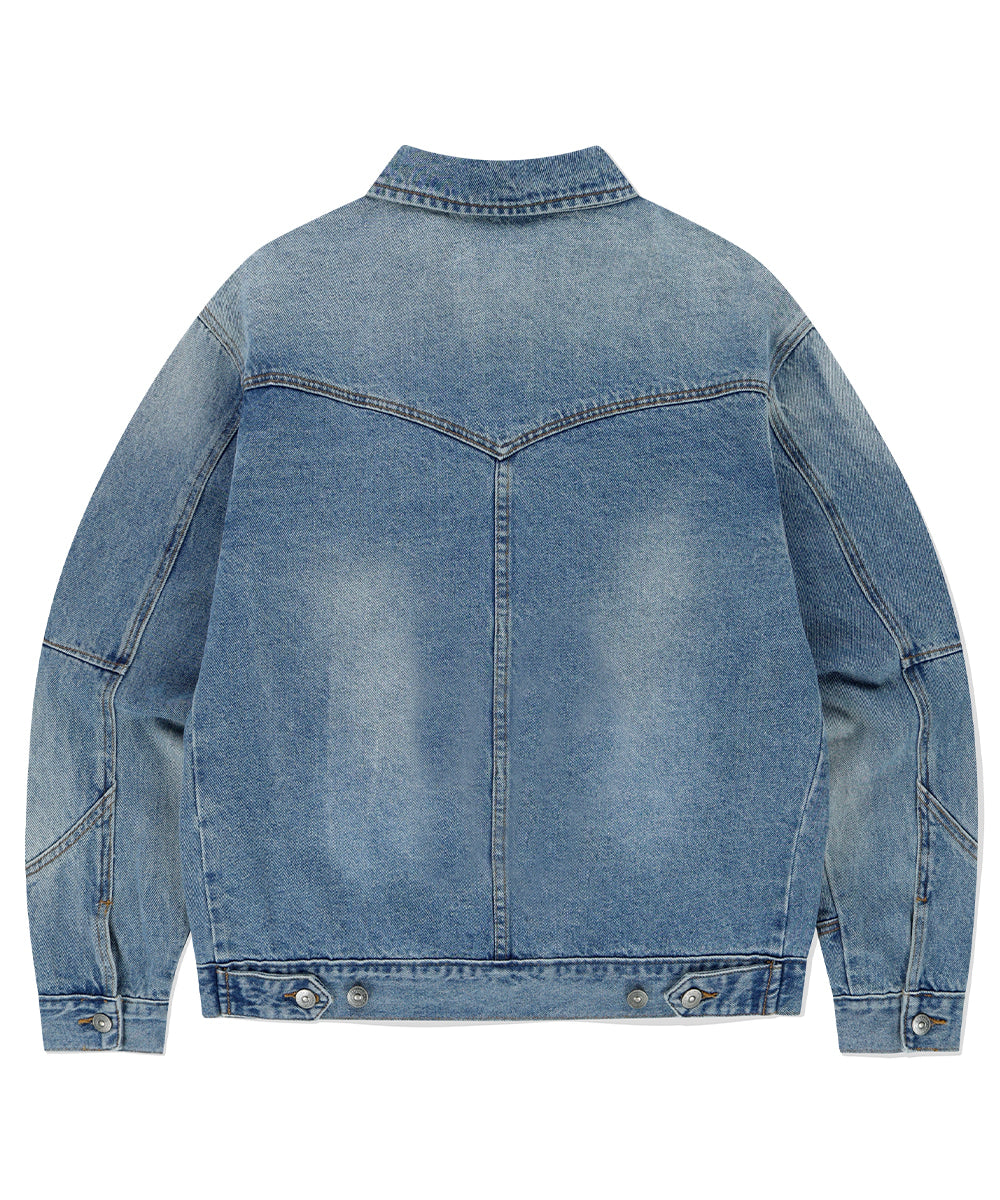 Mahagrid Western Denim Jacket Blue
