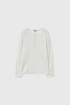 General Idea WOMAN Sheer Henley Neck Pullover
