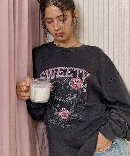 Bitter Cells Rose Petal Long Sleeve - Pigment Charcoal