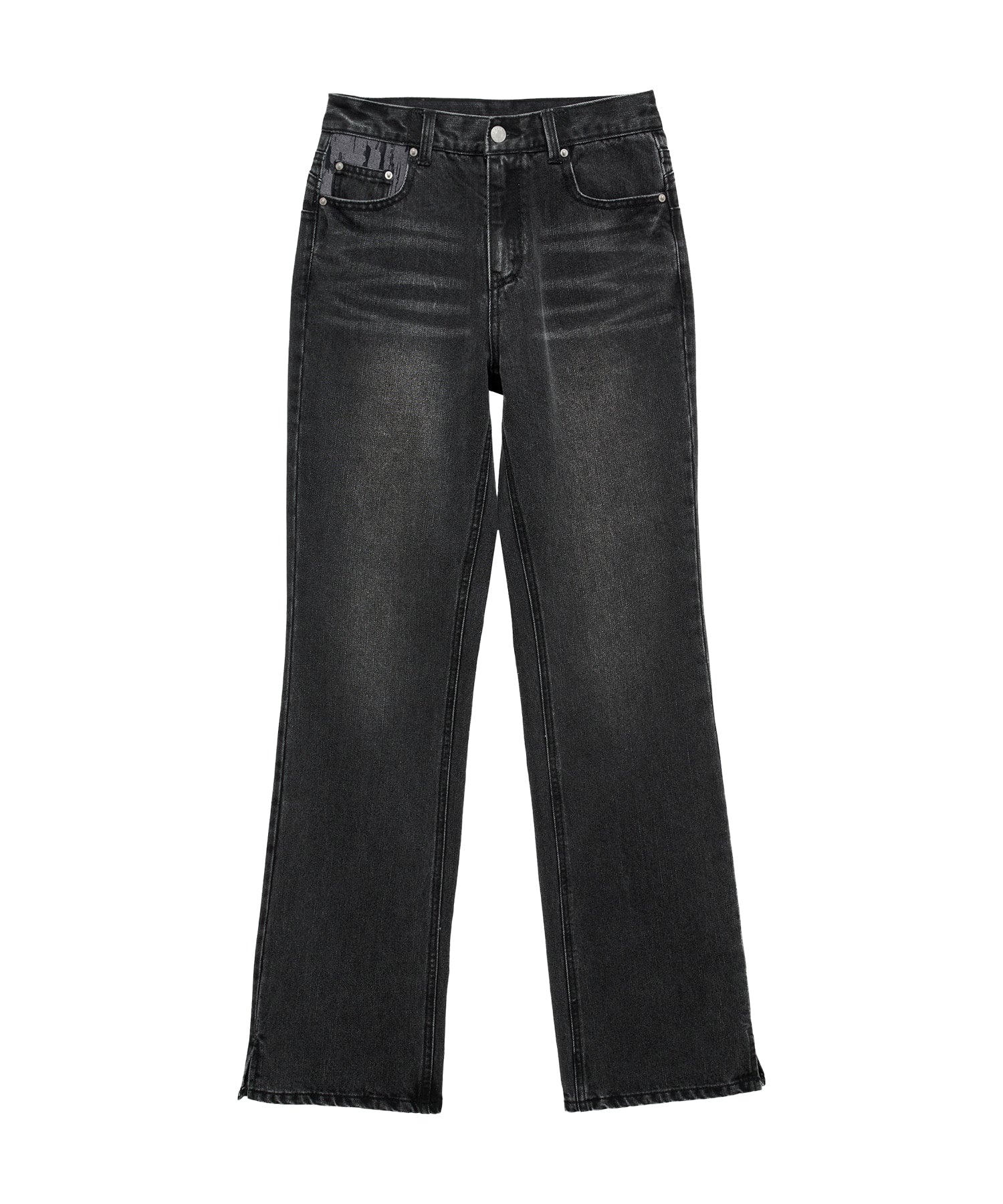 Bitter Cells Katie Slit Straight Denim Pants - Black