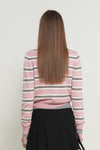 General Idea WOMAN Multi Stripe Crew Neck Cardigan