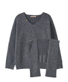 Bitter Cells [SET] Essential V Neck Knit & Shawl