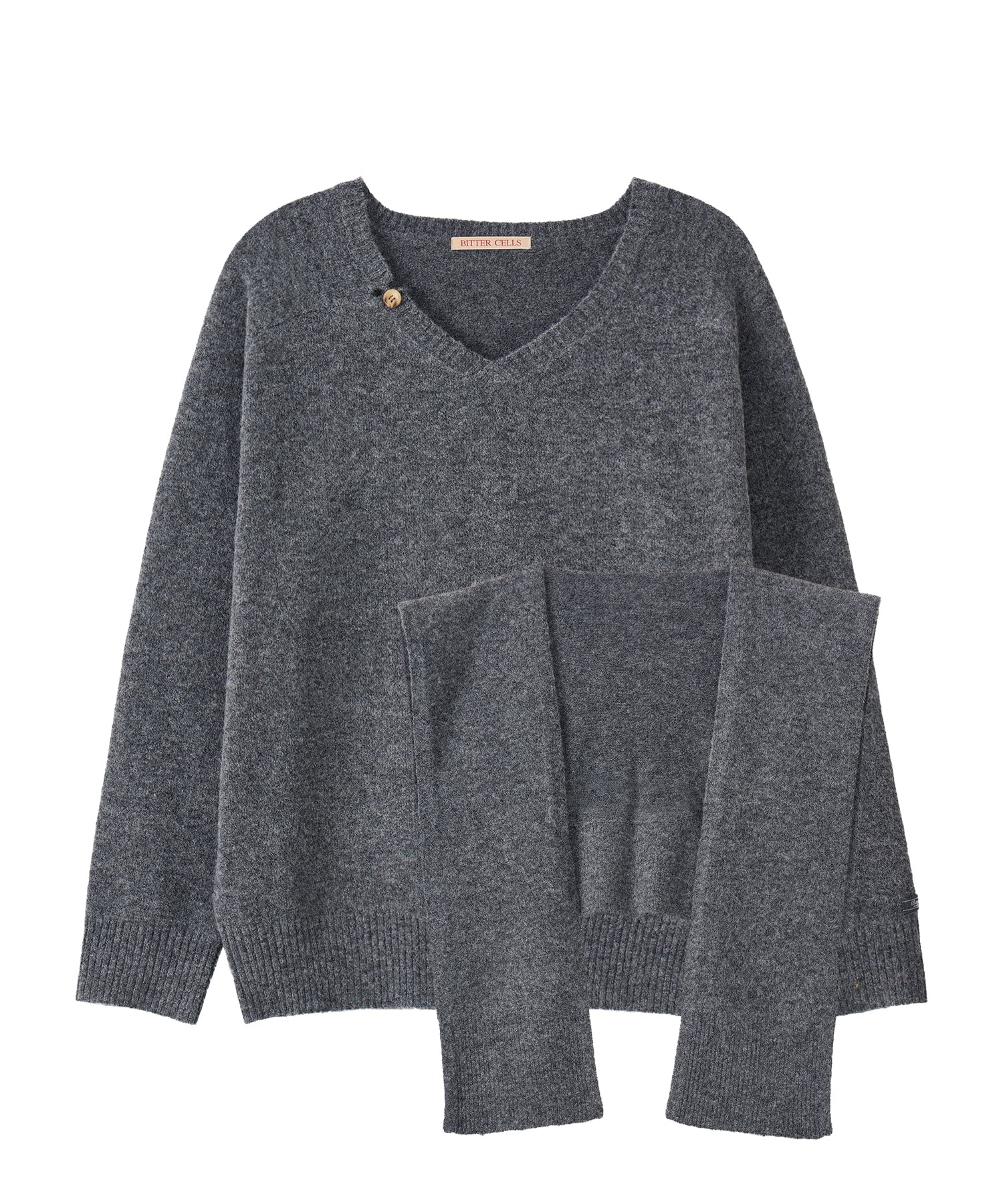Bitter Cells [SET] Essential V Neck Knit & Shawl