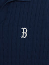 MLB Women's Varsity Cable Open Collar Short Sleeve Knit Pullover