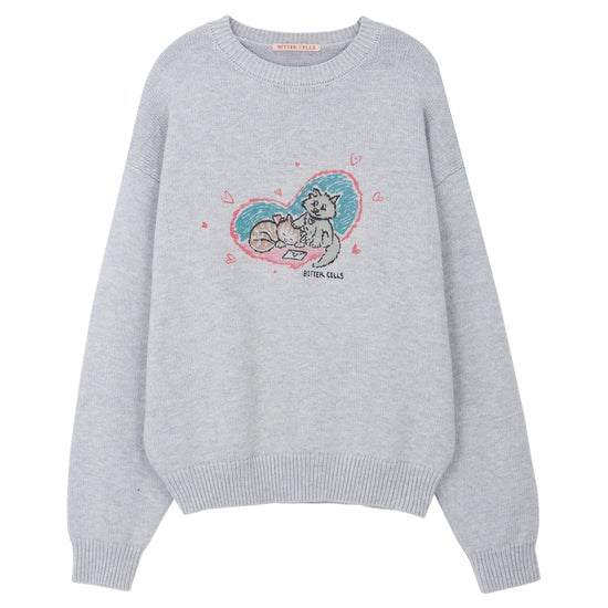 Bitter Cells Kittens Sweater - Grey