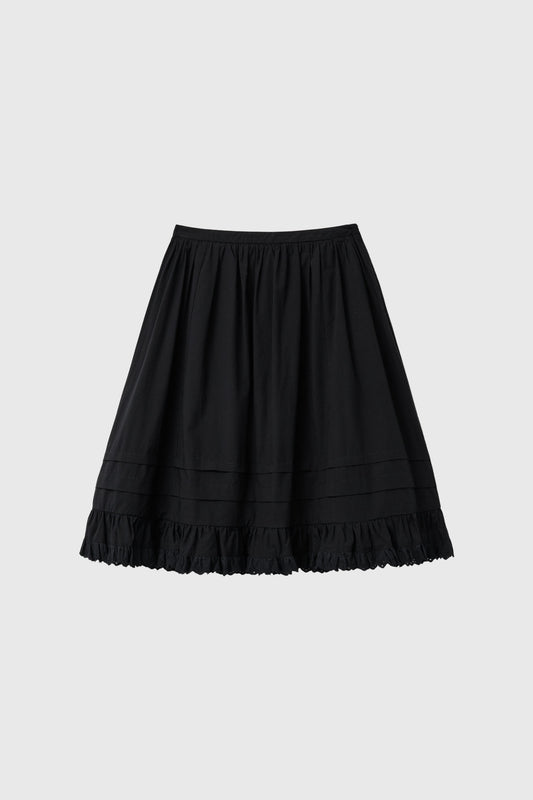 General Idea Woman Lace Flare Midi Skirt [BLACK]