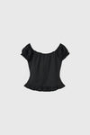 General Idea WOMAN Cap Sleeve Heart Neck Shirring Blouse
