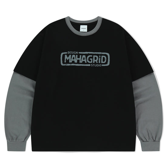 Mahagrid Banner Logo Layered Long Sleeve T-Shirt [Black]