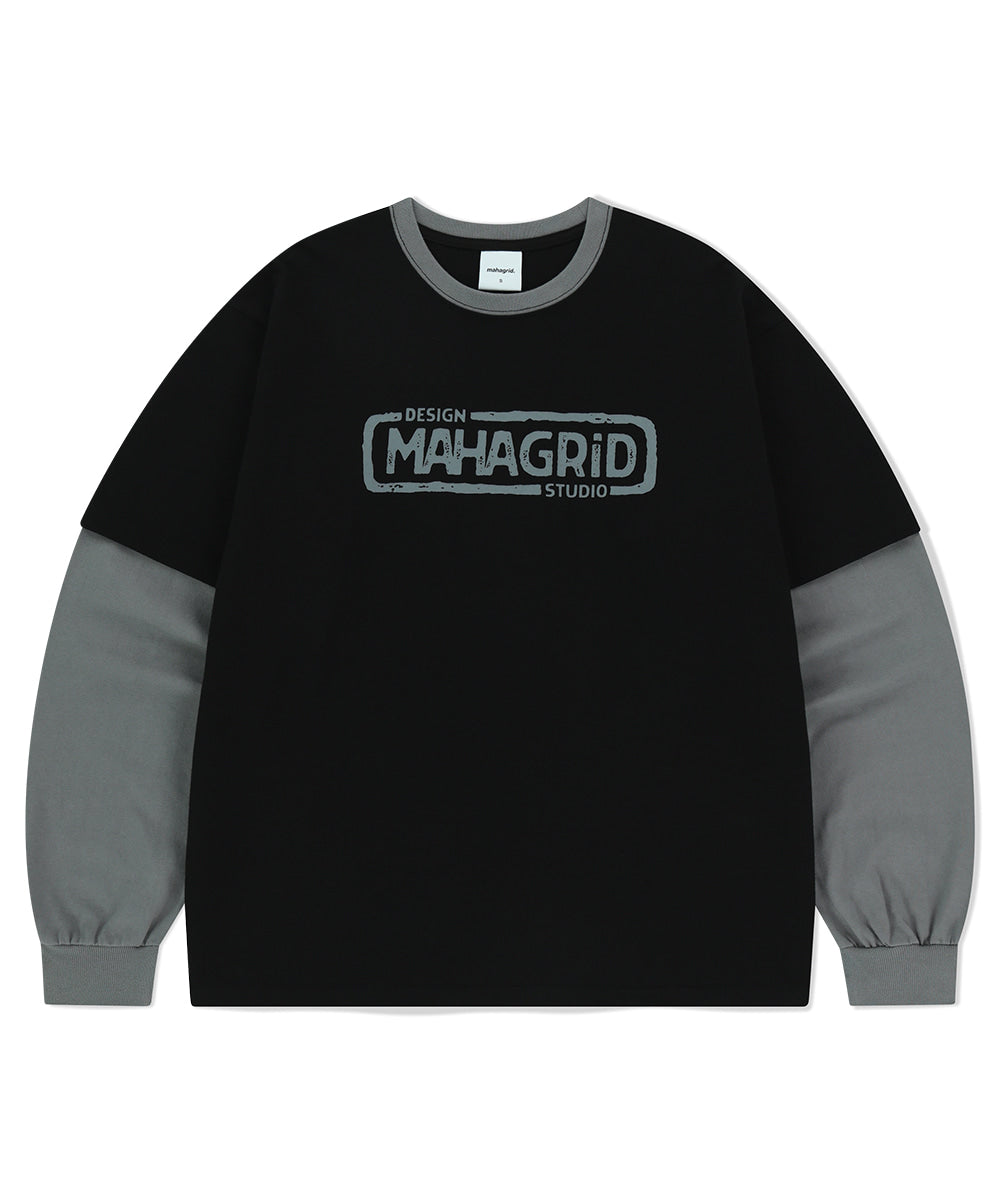 Mahagrid Banner Logo Layered Long Sleeve T-Shirt [Black]