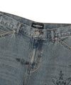 Nice Ghost Club Big Wide Bermuda Doodle Denim Pants