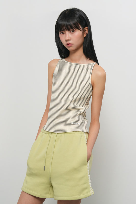 General Idea WOMAN Narrow Round Neck Sleeveless Top [IVORY]