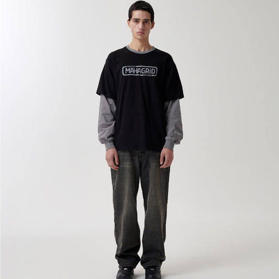 Mahagrid Banner Logo Layered Long Sleeve T-Shirt [Black]