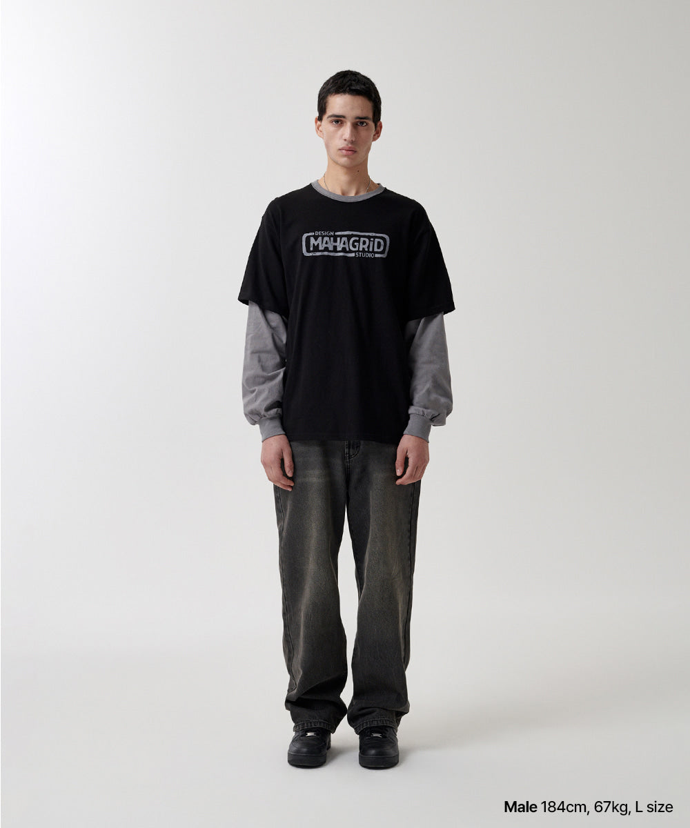 Mahagrid Banner Logo Layered Long Sleeve T-Shirt [Black]