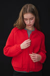 General Idea WOMAN Cotton Blend Raglan Knit Zip-Up