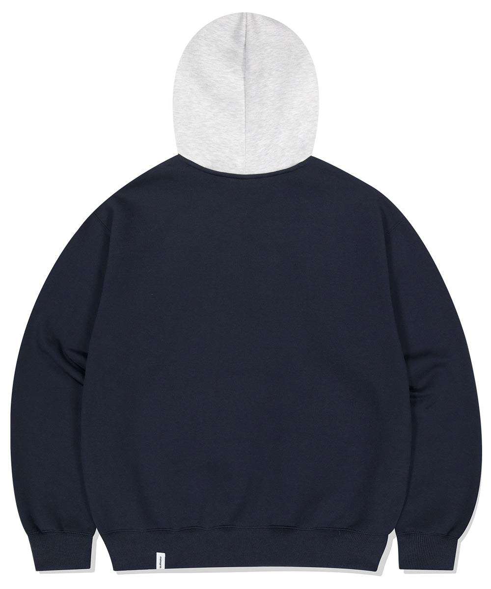 Mahagrid Basic Color Block Hoodie Navy