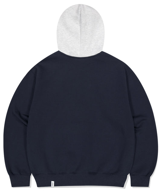 Mahagrid Basic Color Block Hoodie Navy