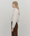 Marithé François Girbaud Women's Crop Shearling Denim Jacket in Ecru