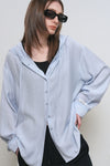 General Idea WOMAN Summer Loose Fit Wrinkle Hooded Shirt
