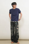 General Idea Unisex Hand-Knit Layered T-Shirt [Navy]