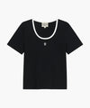 Marithé François Girbaud W DEEP NECK RINGER TEE