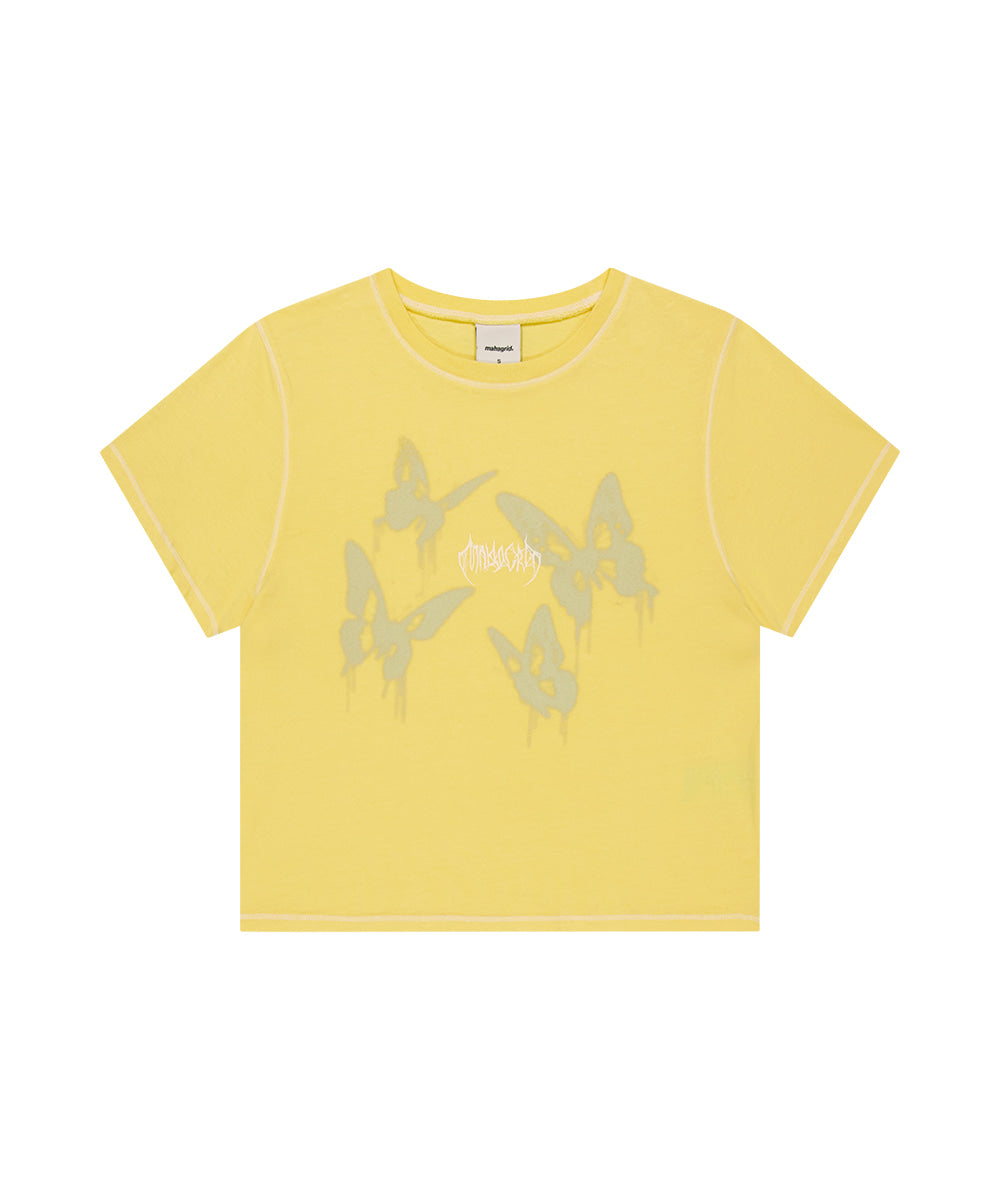 Mahagrid Pigment Butterfly Goth Crop Tee