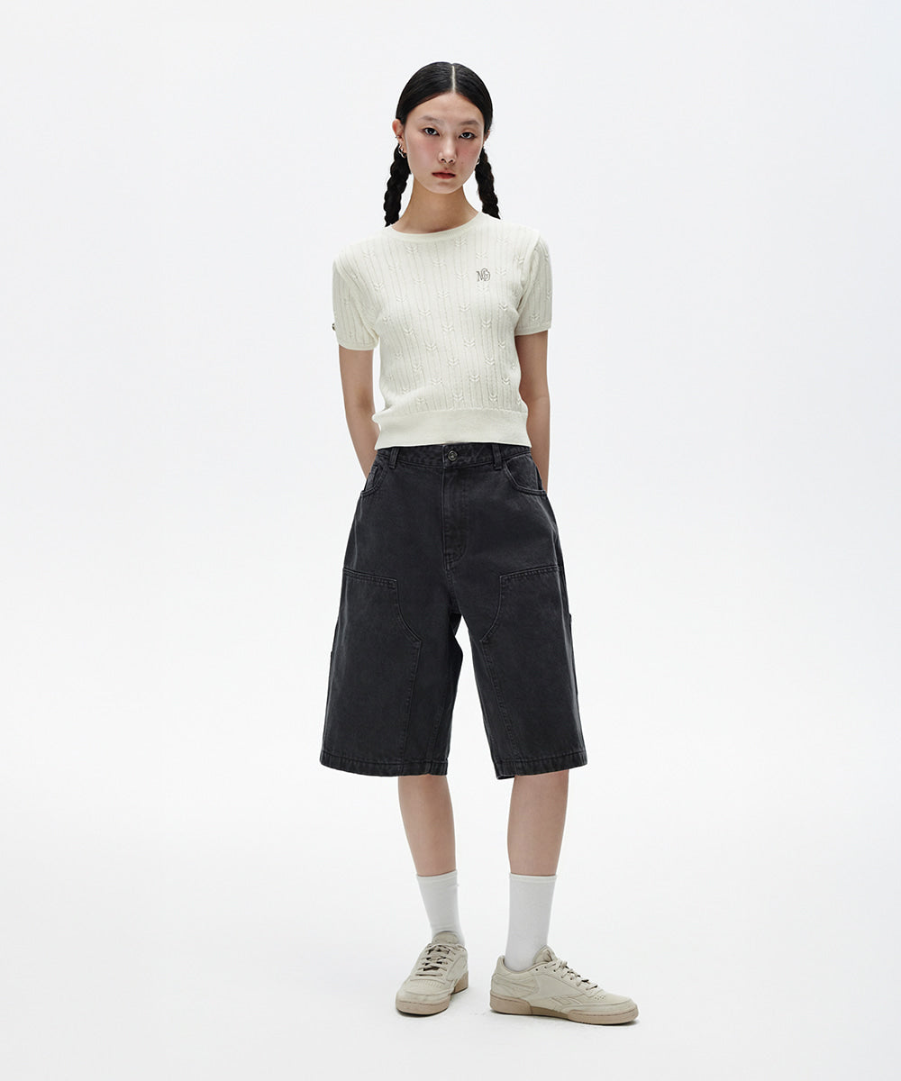 Mahagrid Cable Half Sleeve Knit