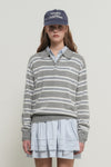 General Idea WOMAN Multi Stripe Loose Collar Knit